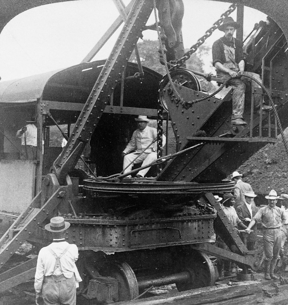 Theodore Roosevelt Sitting in Crane at Panama Canal